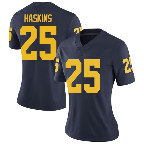 Hassan Haskins Michigan Wolverines Women's NCAA #25 Navy Limited Brand Jordan College Stitched Football Jersey OOF7254EN